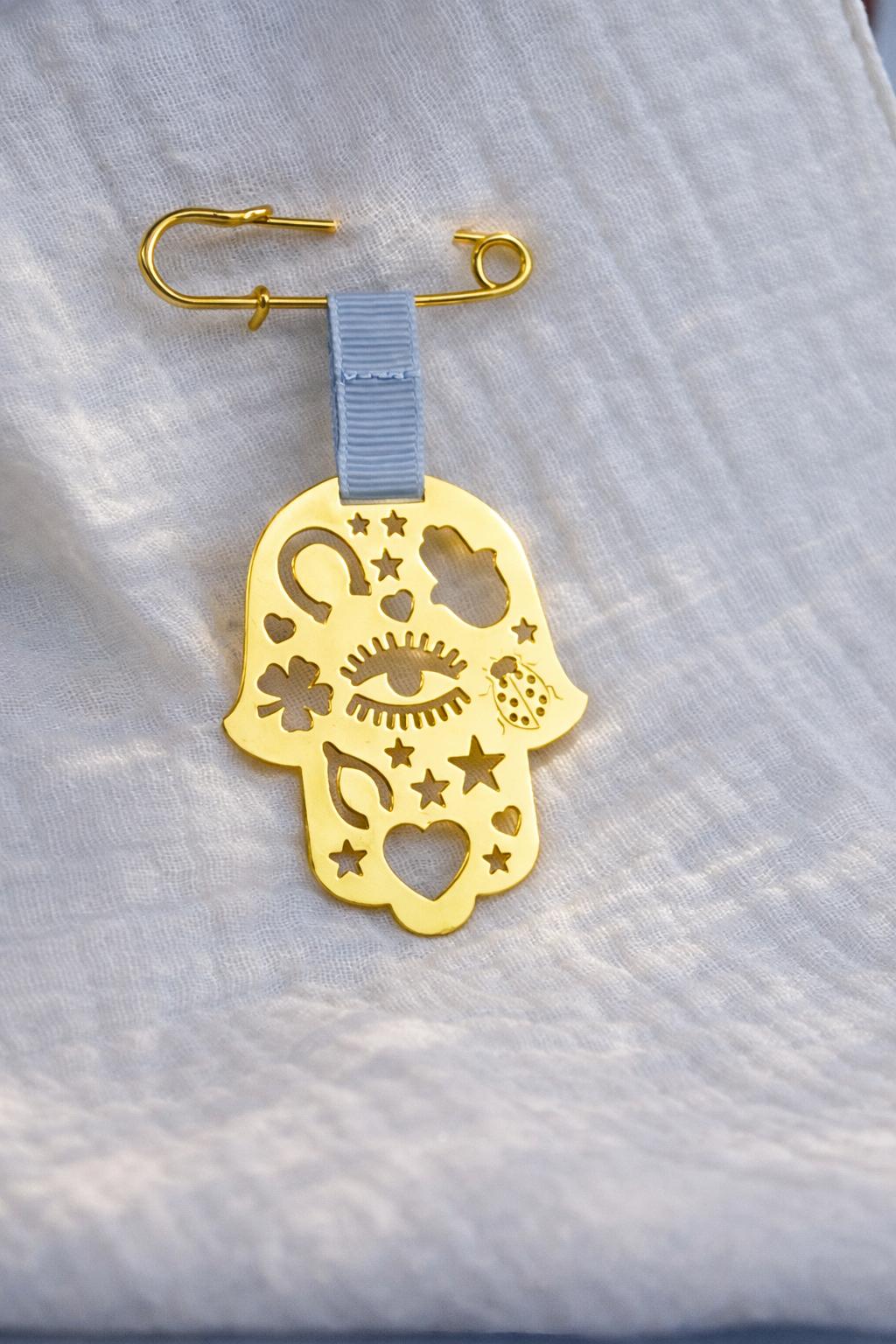 Hamsa hand evil eye Stroller Pin for Baby Good Luck - Gold - Stylish Luck Home Decor | Hamsa \ Hand Of Fatima | Good Luck Gifts