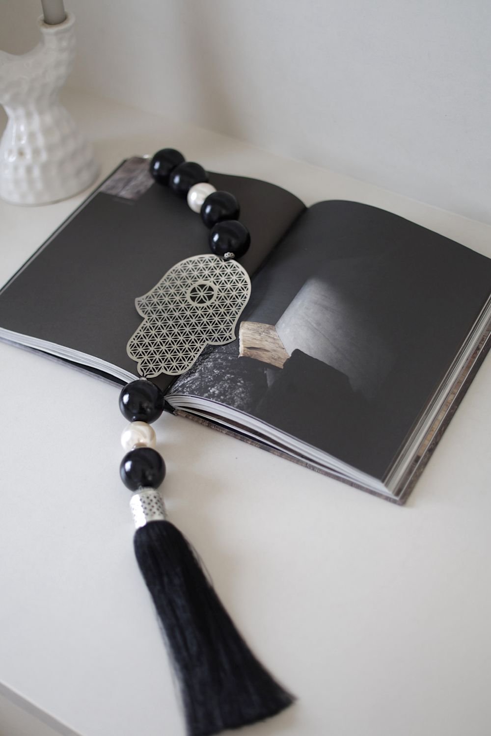 Silver Hamsa Wall Hanging with Black Tassel - Protective Home Decor. - Stylish Luck Home Decor | Hamsa \ Hand Of Fatima | Good Luck Gifts