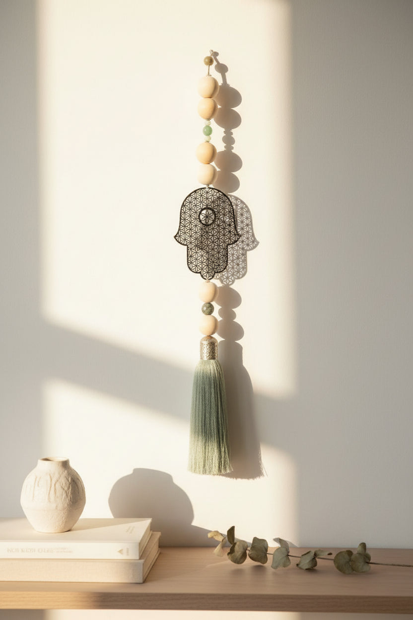 Hamsa wall hanging
Silver Hamsa
Flower of Life Hamsa
Wood bead Hamsa
Hamsa with stones
Natural home decor
Boho wall hanging
Sacred geometry decor
Spiritual home decor
Housewarming gift
Made in Israel
Stylish Luck
חמסה לקיר
חמסה כסף
חמסת פרח החיים
חמסה עם חרוזי עץ
חמסה עם אבנים
סמלי מזל
שמירה לבית
מתנה לחנוכת בית
Stylish Luck
עיצוב הבית
מיוצר בישראל