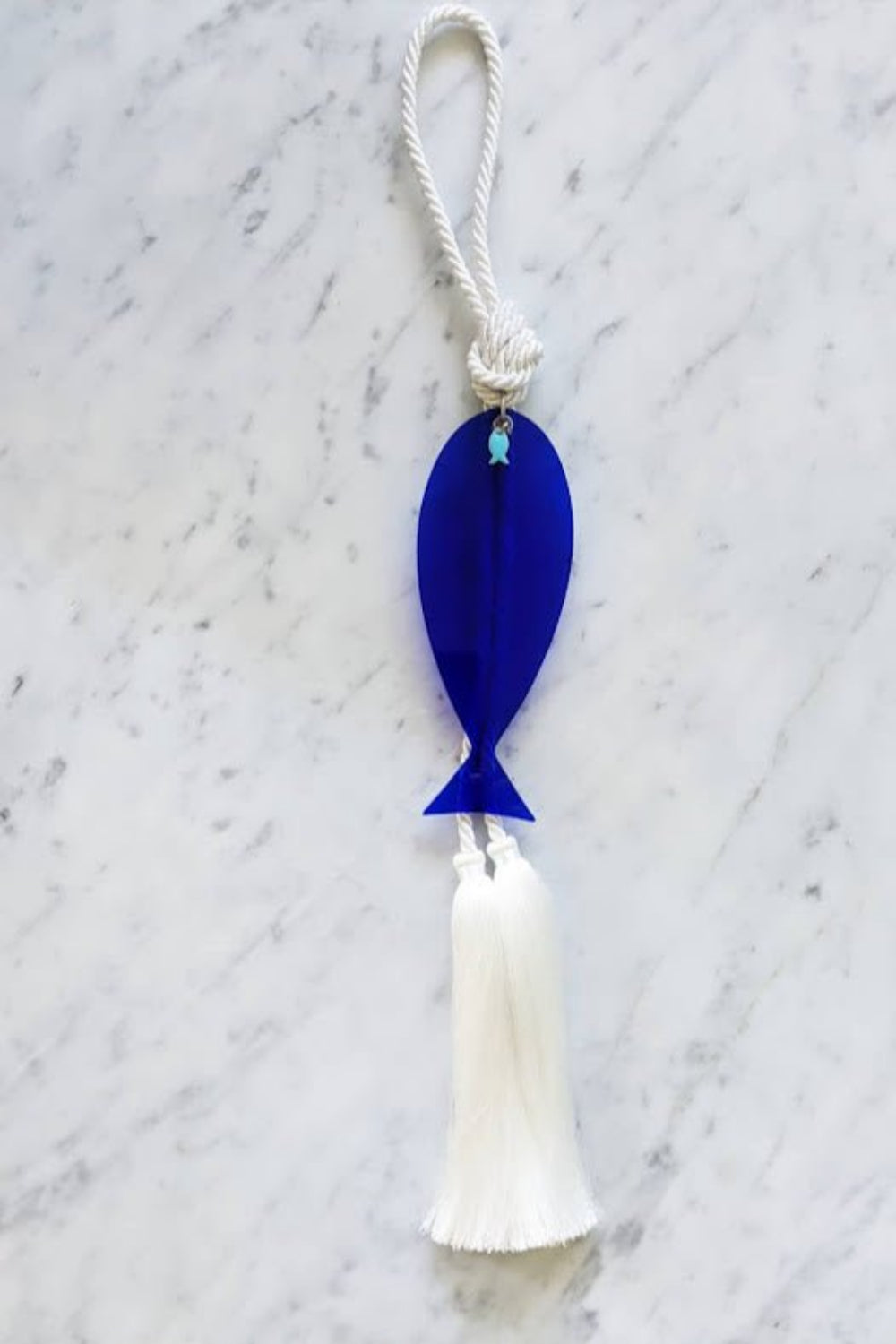 Acrylic blue hanging fish for good luck - stylish luck home decore