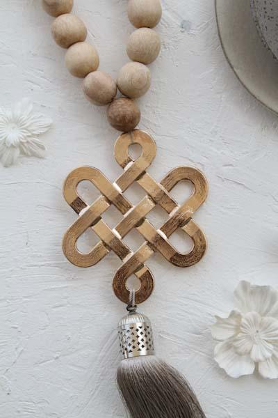 Boho home decoration wood beads strung with rose gold plated endless love knot.. - stylish luck home decor