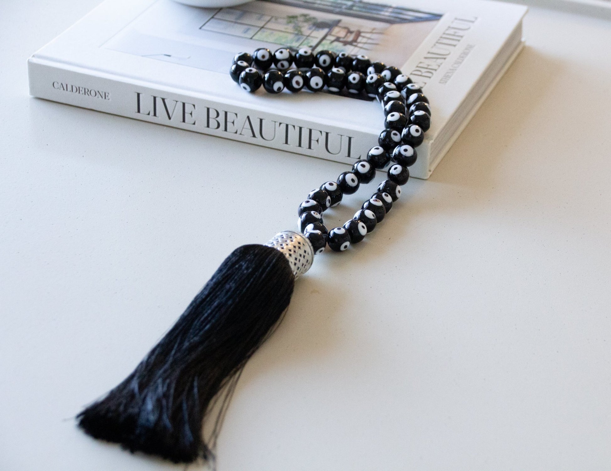 Evil eye home decor black glass beads necklace - Stylish Luck Home Decor | Hamsa \ Hand Of Fatima | Good Luck Gifts