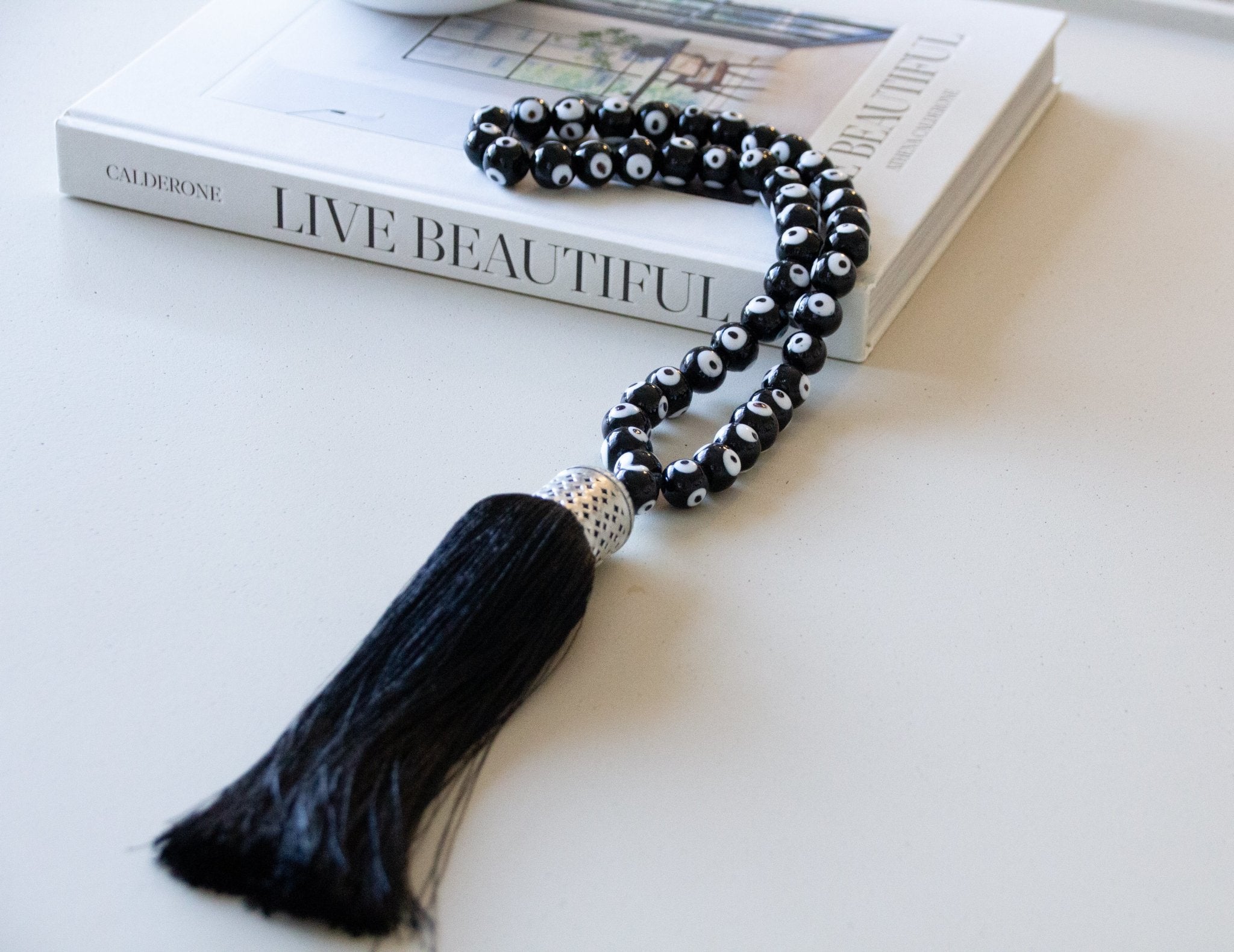 Evil eye home decor black glass beads necklace - Stylish Luck Home Decor | Hamsa \ Hand Of Fatima | Good Luck Gifts