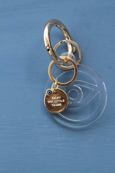 Clear Transparent elegant Evil eye key holder with Gold plated key holder - stylish luck home decor