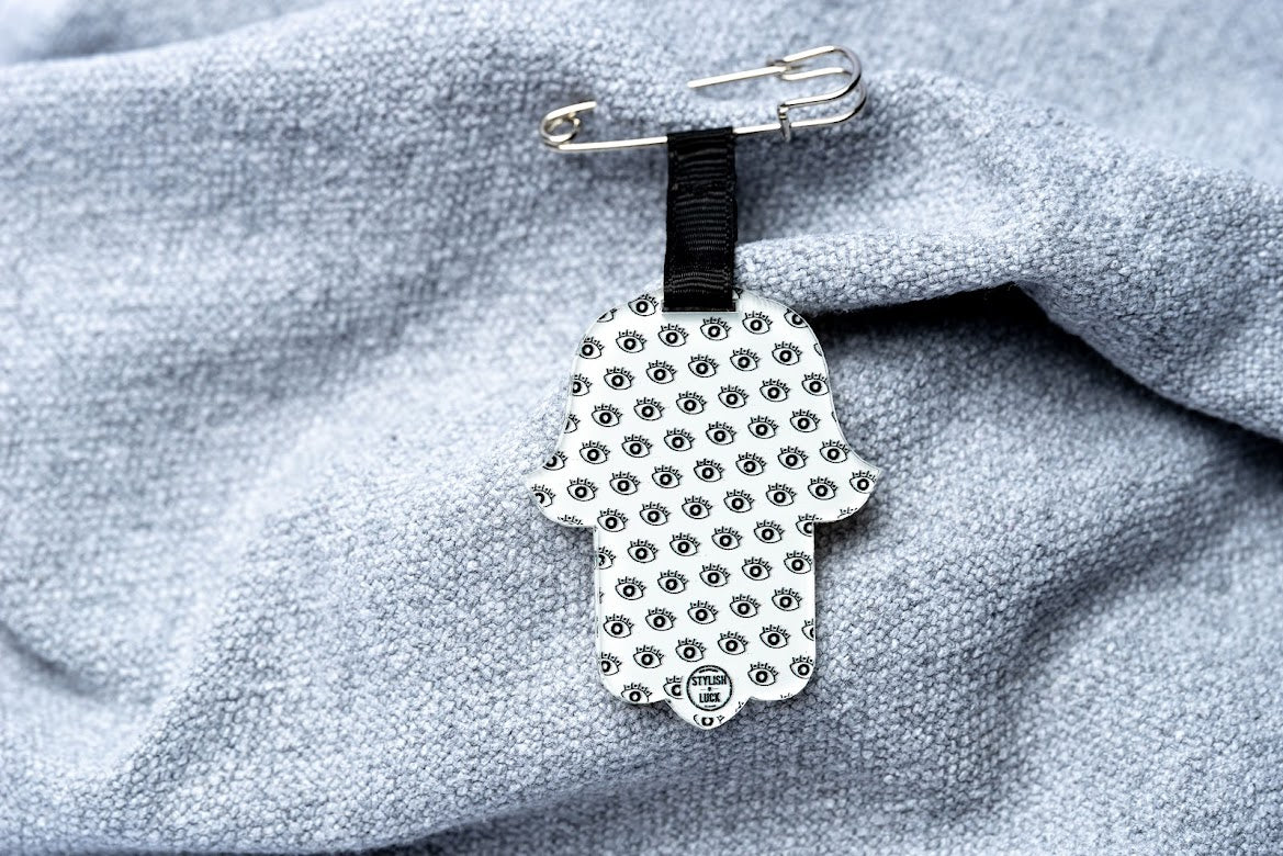 HAMSA for Baby Stroller Backpack, Nest or Baby Clothing Birth gift - White - stylish luck home decor