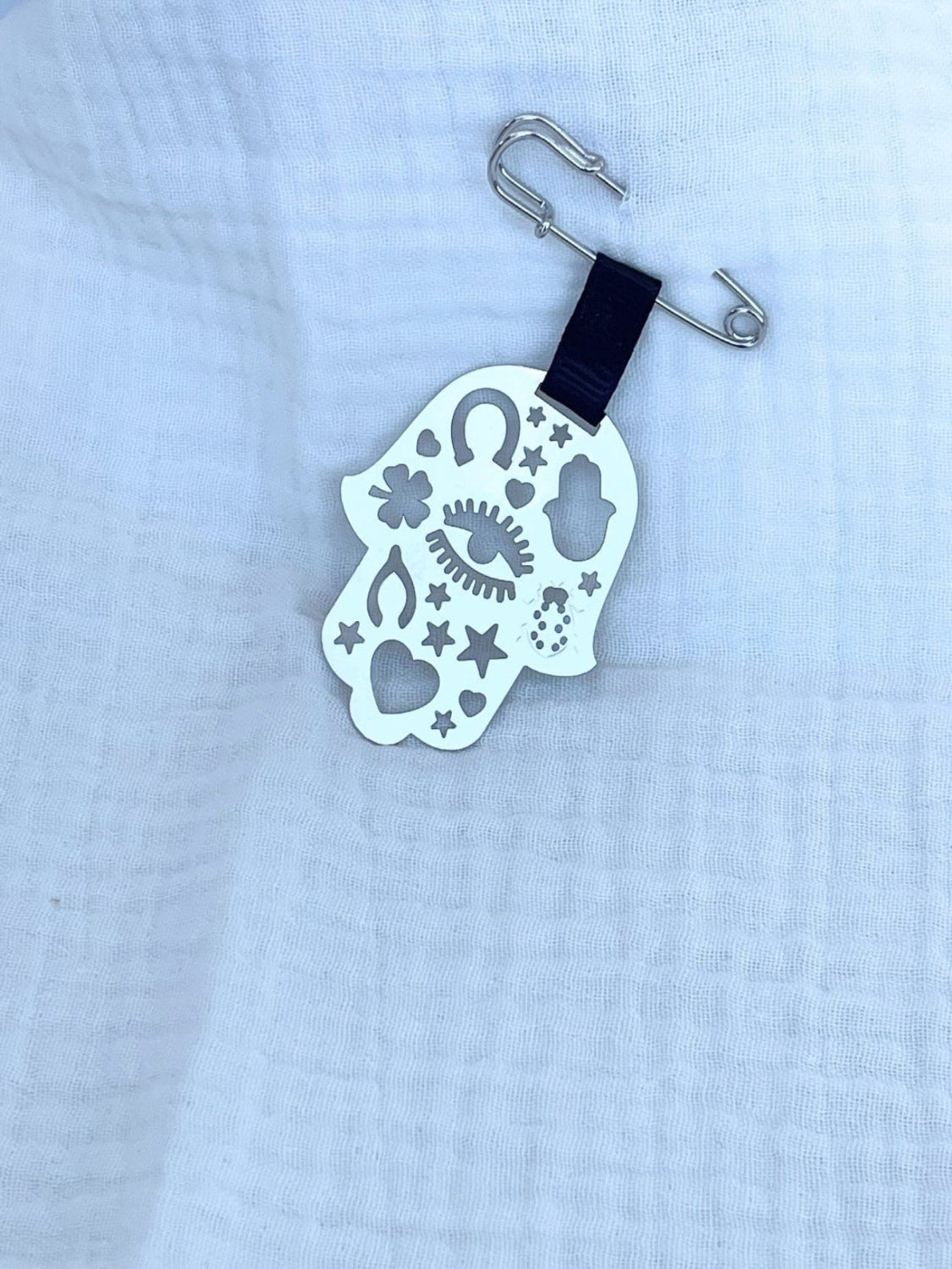 Hamsa hand evil eye Stroller Pin for Baby Good Luck- silver - Stylish Luck Home Decor | Hamsa \ Hand Of Fatima | Good Luck Gifts