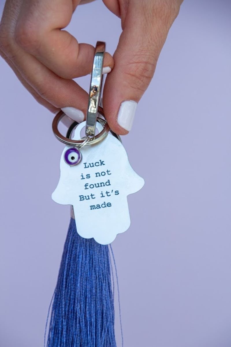 Hamsa mantra key chain with tassel - Stylish Luck Home Decor | Hamsa \ Hand Of Fatima | Good Luck Gifts