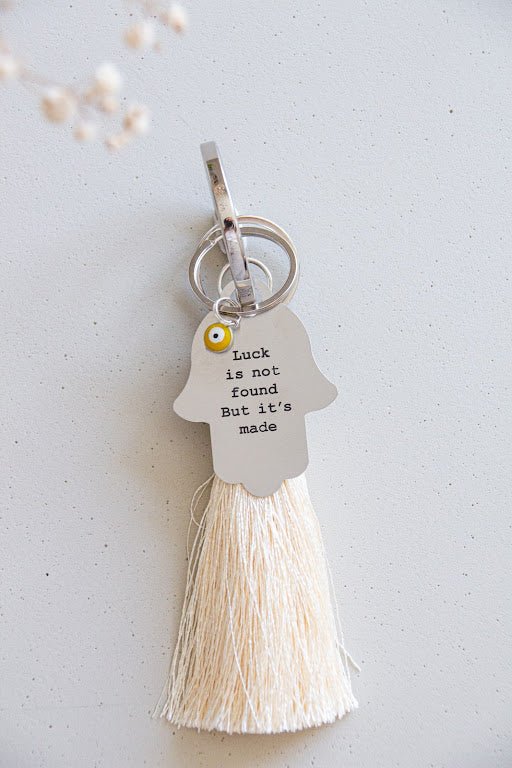 Hamsa mantra key chain with tassel - Stylish Luck Home Decor | Hamsa \ Hand Of Fatima | Good Luck Gifts