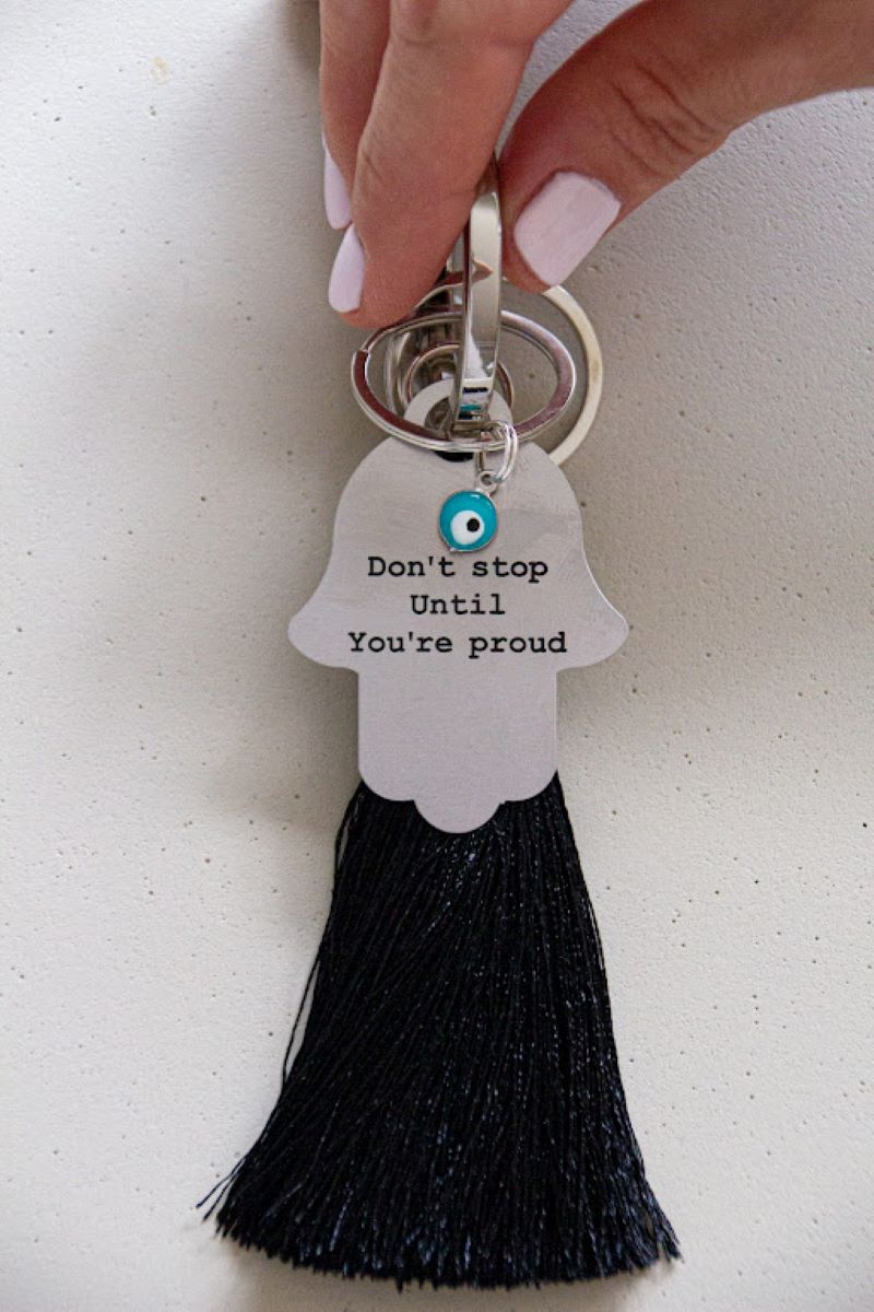 Hamsa mantra key chain with tassel - Stylish Luck Home Decor | Hamsa \ Hand Of Fatima | Good Luck Gifts