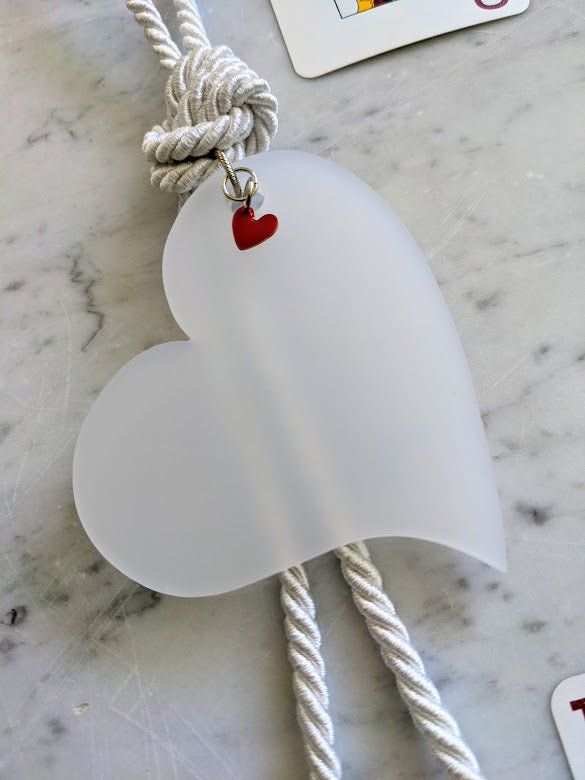 Couple acrylic Hearts for hanging Red & white with tassel - stylish luck home decor