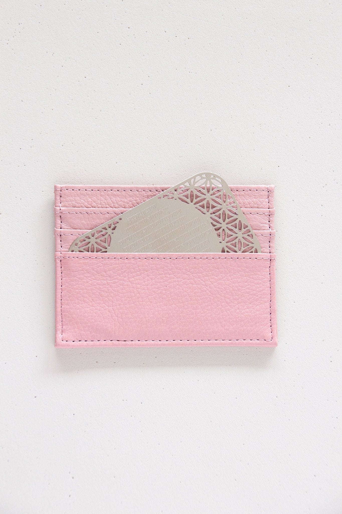 Tfilat Haderech metal card with lather wallet fussia - Stylish Luck Home Decor | Hamsa \ Hand Of Fatima | Good Luck Gifts