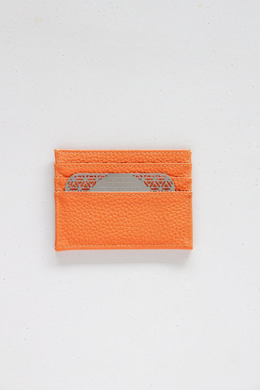 Tfilat Haderech metal card with lather wallet Orange - Stylish Luck Home Decor | Hamsa \ Hand Of Fatima | Good Luck Gifts