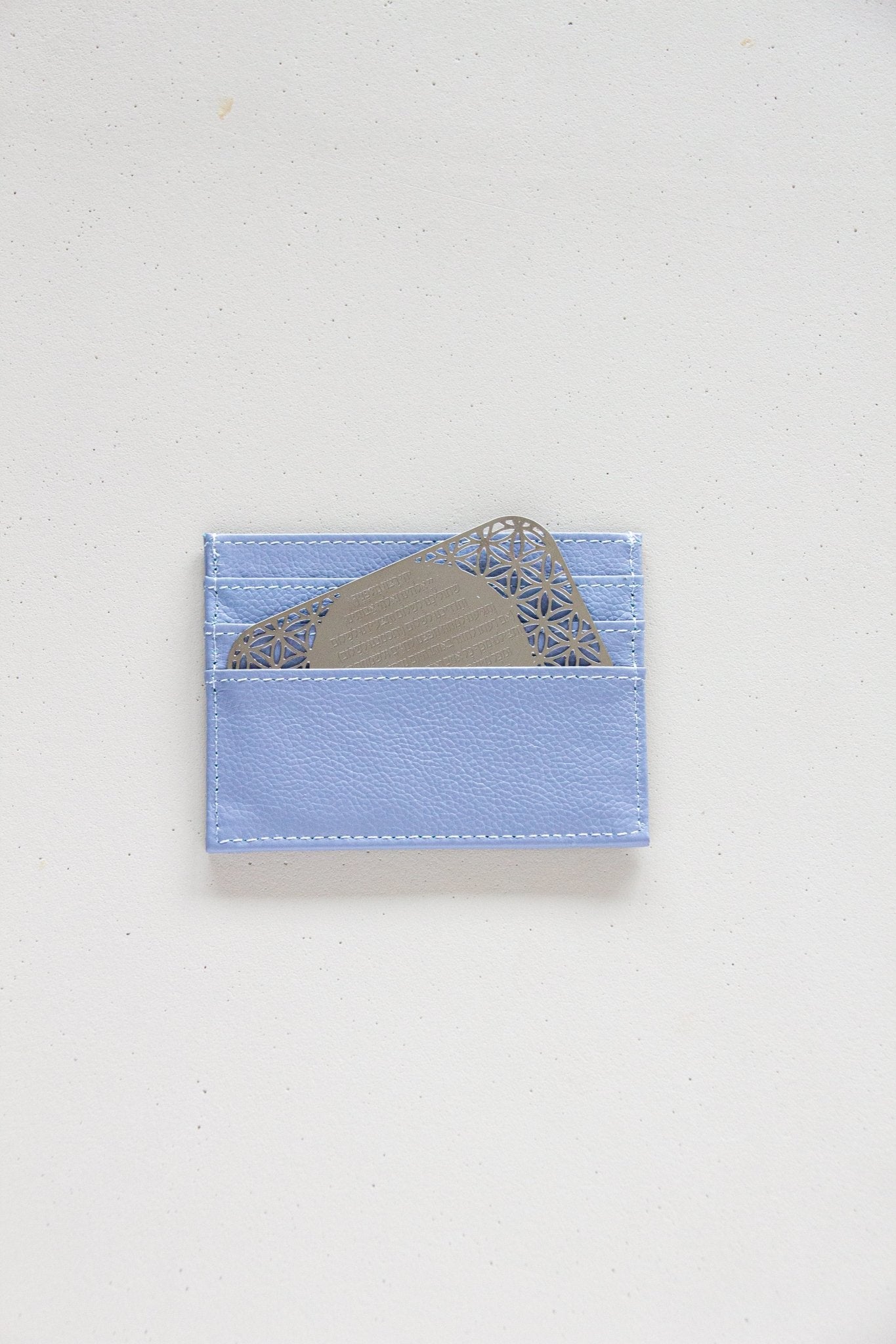 Tfilat Haderech metal card with lather wallet Turquoise - Stylish Luck Home Decor | Hamsa \ Hand Of Fatima | Good Luck Gifts