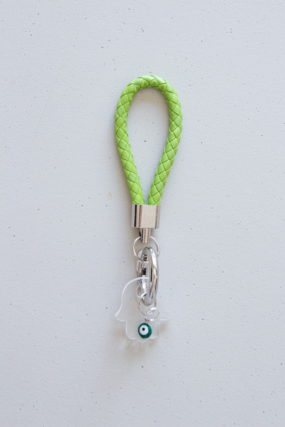 Weaving Tubular loop with Clear Hamsa & enamel evil eye for keychain and bag accessories. - Stylish Luck Home Decor | Hamsa \ Hand Of Fatima | Good Luck Gifts