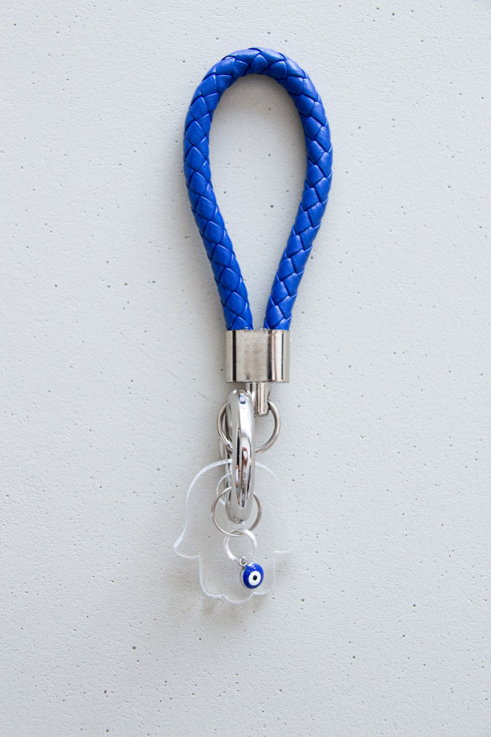 Weaving Tubular loop with Clear Hamsa & enamel evil eye for keychain and bag accessories. - Stylish Luck Home Decor | Hamsa \ Hand Of Fatima | Good Luck Gifts