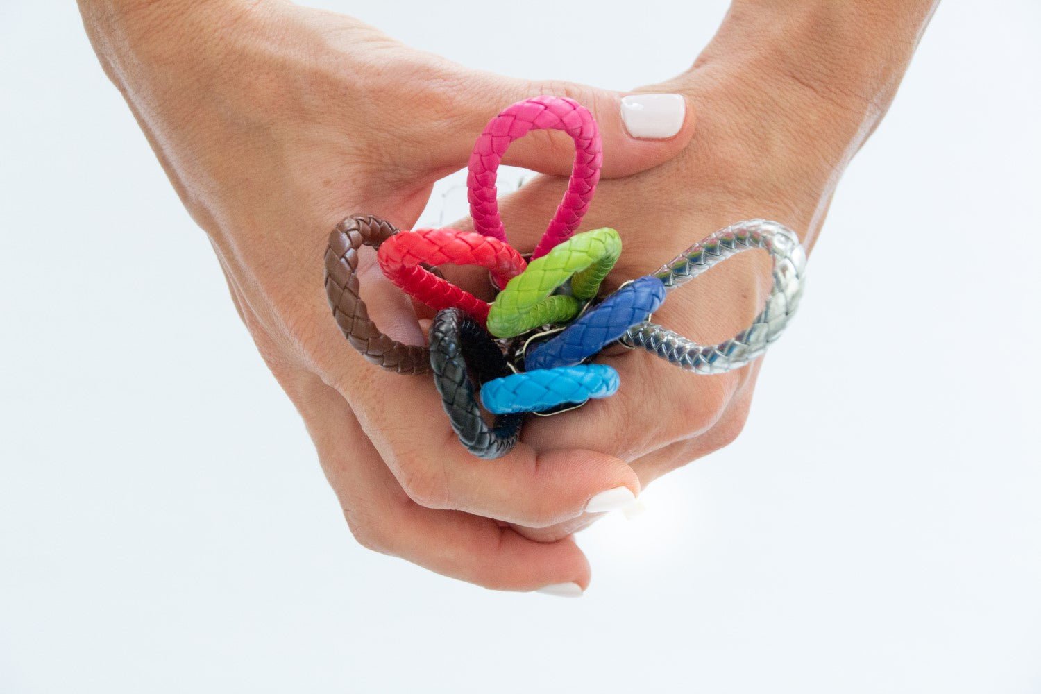 Weaving Tubular loop with Clear Hamsa & enamel evil eye for keychain and bag accessories. - Stylish Luck Home Decor | Hamsa \ Hand Of Fatima | Good Luck Gifts