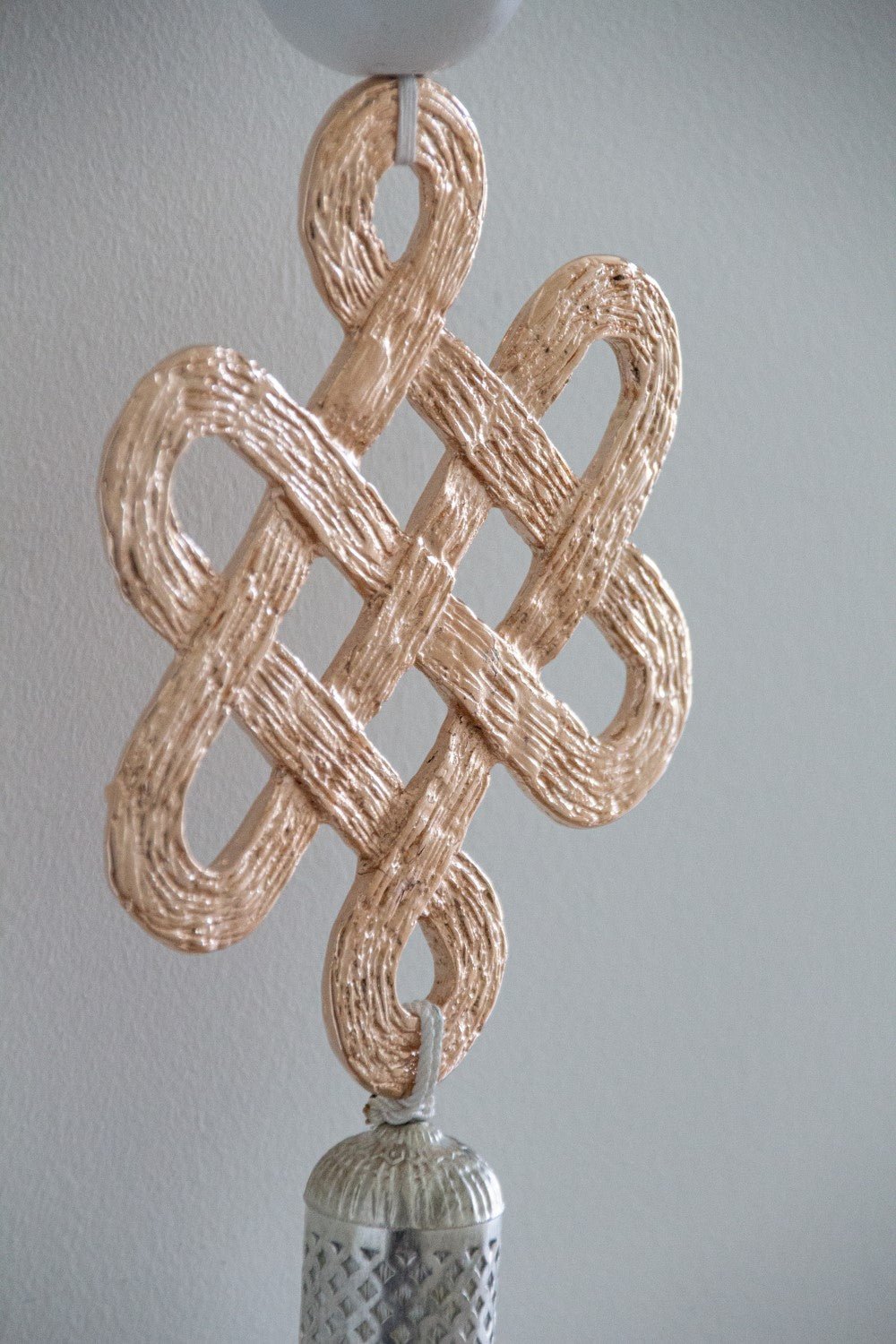 Wood Beads Wall Décor with Endless Love Metal Charm and cream Silk Tassel - Stylish Luck Home Decor | Hamsa \ Hand Of Fatima | Good Luck Gifts