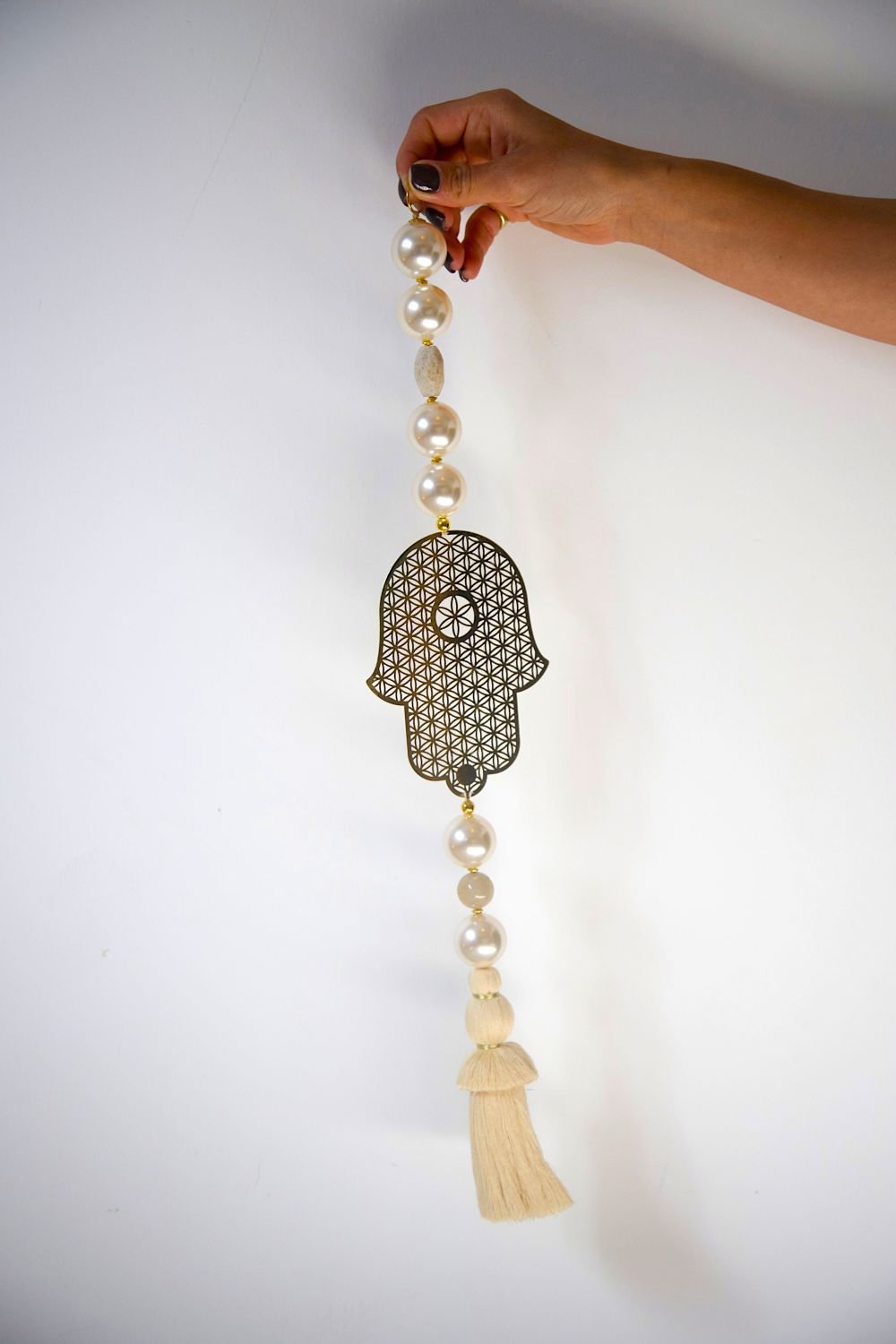 Golden Hamsa Wall Hanging for Entryway - Protective Home Decor with Tassel - Stylish Luck Home Decor | Hamsa \ Hand Of Fatima | Good Luck Gifts