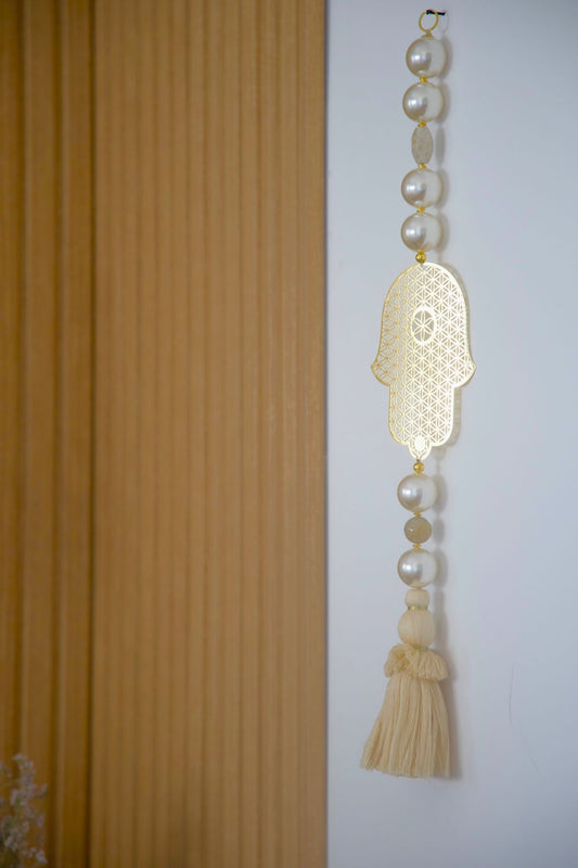 Golden Hamsa Wall Hanging for Entryway - Protective Home Decor with Tassel - Stylish Luck Home Decor | Hamsa \ Hand Of Fatima | Good Luck Gifts