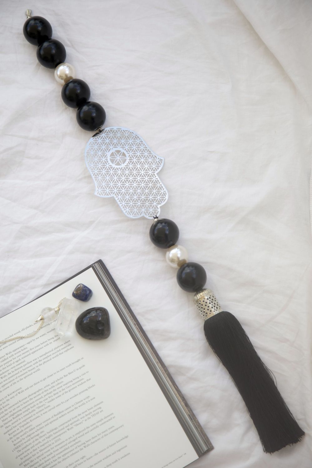 Silver Hamsa Wall Hanging with Black Tassel - Protective Home Decor. - Stylish Luck Home Decor | Hamsa \ Hand Of Fatima | Good Luck Gifts