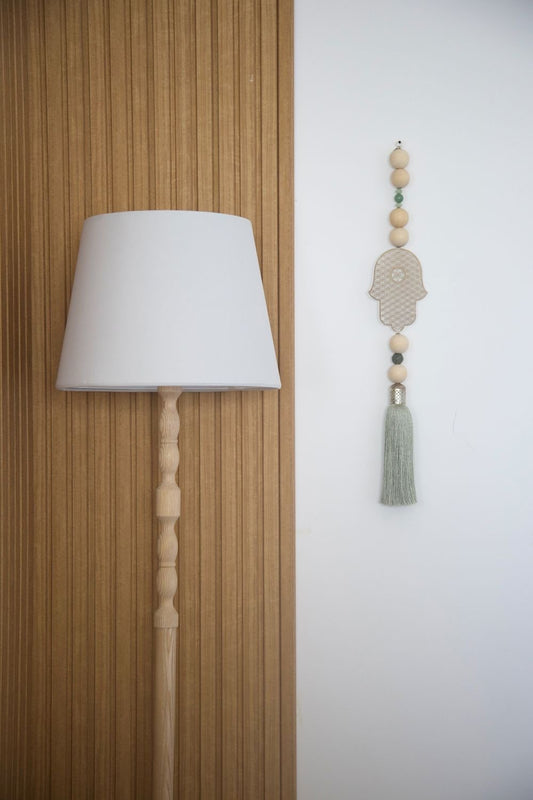 Silver Hamsa Wall Hanging with green Tassel - Protective Home Decor. - Stylish Luck Home Decor | Hamsa \ Hand Of Fatima | Good Luck Gifts