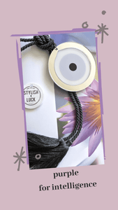 Acrylic Evil Eye wall hanging decoration purple with grey tassel - stylish luck home decor