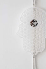 Load image into Gallery viewer, Hamsa acrylic with flower of life element - white - stylish luck home decor