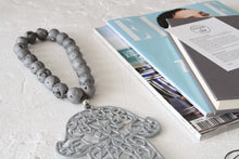 Load image into Gallery viewer, Hamsa Grey with quartz stones &amp; grey tassel For balance &amp; good luck - stylish luck home decor