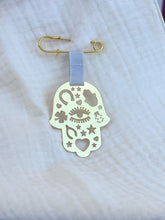 Load image into Gallery viewer, Hamsa hand evil eye Stroller Pin for Baby Good Luck - Stylish Luck Home Decor | Hamsa \ Hand Of Fatima | Good Luck Gifts