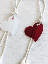 Load image into Gallery viewer, Couple acrylic Hearts for hanging Red &amp; white with tassel - stylish luck home decor