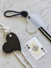 Load image into Gallery viewer, Couple acrylic Hearts for hanging Black &amp; white with tassel - stylish luck home decor