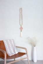 Load image into Gallery viewer, Rose gold Hamsa wood Beads Wall Décor with cream Silk Tassel - Stylish Luck Home Decor | Hamsa \ Hand Of Fatima | Good Luck Gifts