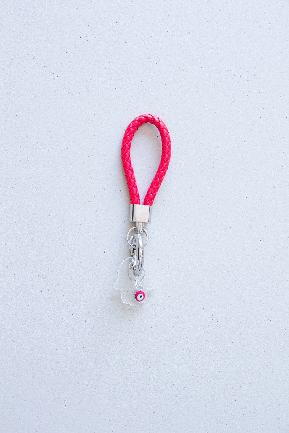 Weaving Tubular loop with Clear Hamsa & enamel evil eye for keychain and bag accessories. - Stylish Luck Home Decor | Hamsa \ Hand Of Fatima | Good Luck Gifts