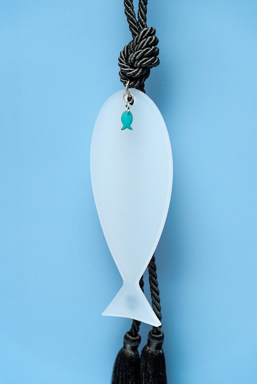 Acrylic White hanging fish for good luck - stylish luck home decor