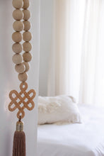 Load image into Gallery viewer, Wood Beads Wall Décor with Endless Love Metal Charm and Silk Tassel - Stylish Luck Home Decor | Hamsa \ Hand Of Fatima | Good Luck Gifts